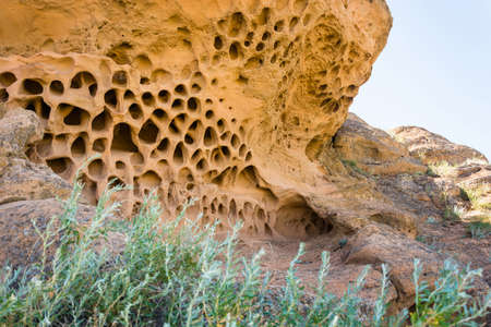 A large rock similar to a honeycomb, Nizhniy Baskunchak, Arkhangelsk oblast, Russia.の写真素材