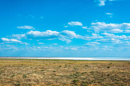 Exotic lake Elton in summer Sunny day. Volgograd region, Russian Federation.