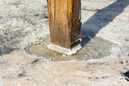 The texture of water and salt in the salty lake Baskunchak, Astrakhan region, Russia. の写真素材