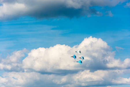 Flying aircraft against a beautiful sky on a Sunny day.のeditorial素材