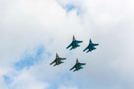 Flying aircraft against a beautiful sky on a Sunny day.のeditorial素材