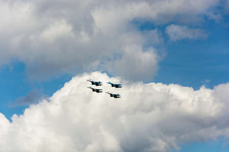 Flying aircraft against a beautiful sky on a Sunny day.のeditorial素材