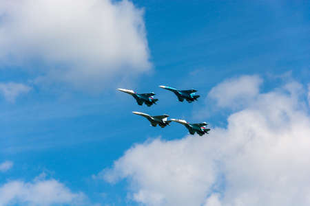 Flying aircraft against a beautiful sky on a Sunny day.のeditorial素材