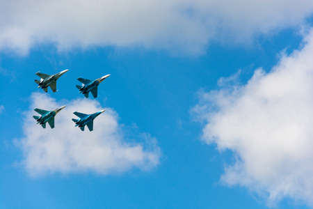Flying aircraft against a beautiful sky on a Sunny day.のeditorial素材