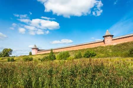 The ancient walls of the Suzdal Kremlin in a Sunny day, Vladimir region, Russia.のeditorial素材