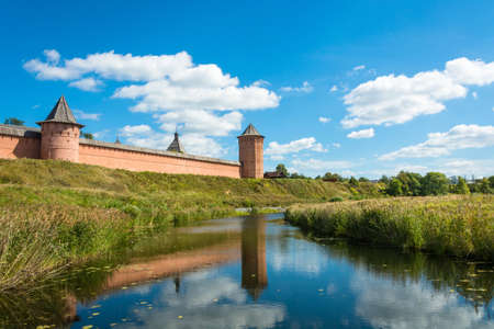 The ancient walls of the Suzdal Kremlin in a Sunny day, Vladimir region, Russia.のeditorial素材
