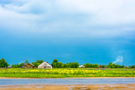 Beautiful rural landscape after heavy rain, Russia.の写真素材