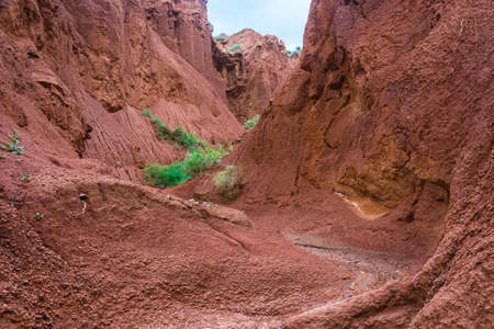 Beautiful mountain landscape in the Aeolian mountains on a summer day, Kyrgyzstan.の写真素材