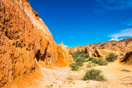 Beautiful mountain landscape in the canyon Fairy Tale in summer sunny day, Kyrgyzstan.