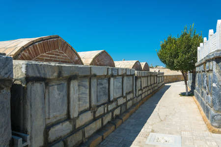 The burial of Bukhara rulers at the memorial complex Bahouddin Naqshbandi, Bukhara, Uzbekistan.