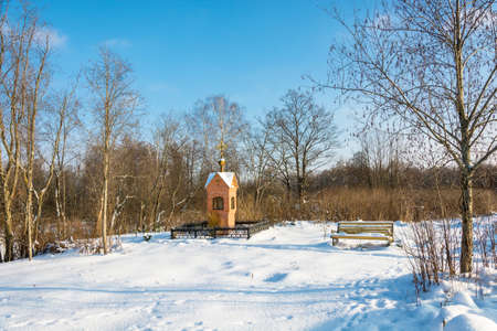 The chapel at the Holy spring of St. Nicholas the Wonderworker in the village of Voronino, Palekh district, Ivanovo oblast, Russia.の写真素材