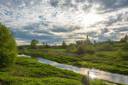 View of the village of Mikhailovskoye with views of the Church of the Holy Archangel Michael and the...