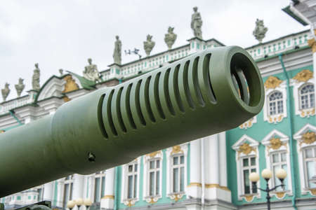 Trunk artillery closeup on the Winter Palace in Saint Petersburg, Russia.のeditorial素材