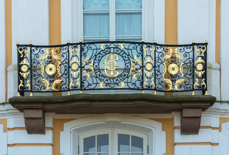Peterhof, Russia - September 28, 2017: The Balcony of the Grand Peterhof Palace on 28 September 2017 in Peterhof, Russia.のeditorial素材