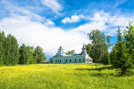 Russian Orthodox Church on a Sunny summer day in the village Kagirovo, Kostroma oblast.の写真素材