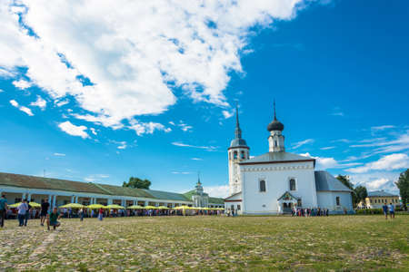 Town of Suzdal, Vladimir region, Russia  14.07.2018: Vintage square 14.07.2018 cucumber festival in Suzdal, Vladimir region, Russia.のeditorial素材