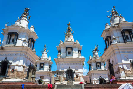 Kathmandu, Nepal - 04/13/2018: Ancient white temple in the Pashupatinath Temple 13 April 2018, Kathmandu, Nepal.のeditorial素材