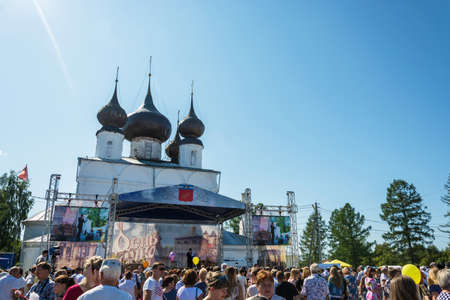 Luh, Ivanovo region, Russia - 08/25/2018: At the regional festival-fair Luk-luchok August 25, 2018 in the city of Luh, Ivanovo region, Russia.のeditorial素材