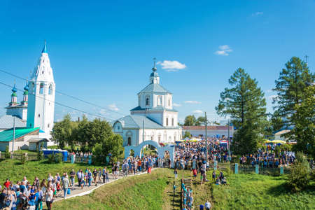 Luh, Ivanovo region, Russia - 08/25/2018: At the regional festival-fair Luk-luchok August 25, 2018 in the city of Luh, Ivanovo region, Russia.のeditorial素材
