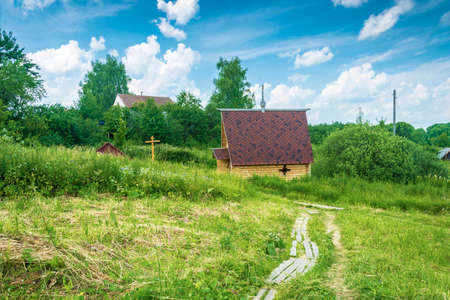 Sacred spring of John the Baptist on a sunny summer day, village Parskoe, Rodnikovskiy district,...