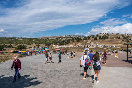 Miskhor, Crimea - 06/09/2019: Ai-Petri at the upper station of the Mishor-Ai-Petri cableway on a sunny day.のeditorial素材