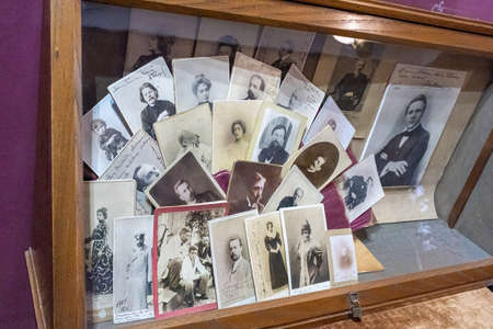 Yalta, Crimea - 09/05/2019: Photos of friends and acquaintances in the house-museum of the Russian writer Anton Pavlovich Chekhov in Yalta.のeditorial素材