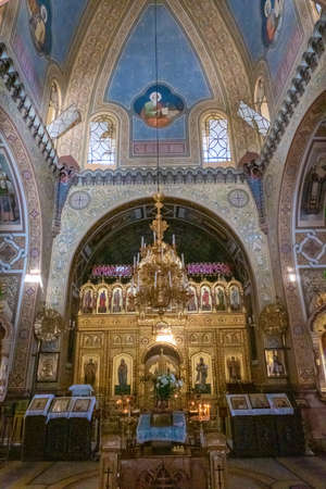 Rich decoration in the Cathedral of St. Alexander Nevsky in Yalta, Crimea.の写真素材
