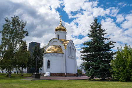 City of Ivanovo, Ivanovo region, Russia - 08/15/2020: Chapel in honor of the Feodorovskaya Icon of the Mother of God on the Revolution Square in the city of Ivanovo, Ivanovo region, Russia.のeditorial素材