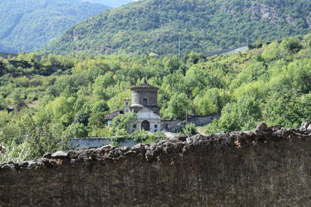 A Romanesque church in Susa in the province of Turinの写真素材
