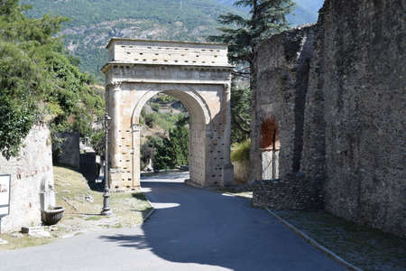 Roman arch at Susa in the province of Turin dates back to the first century ADの写真素材