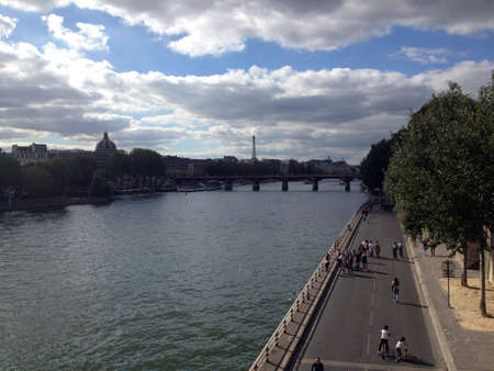 The long Seine with the Eifel tower in Paris in the backgroundのeditorial素材