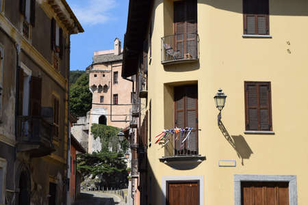 A street in the old part of the city of Susa in the province of Turinの写真素材