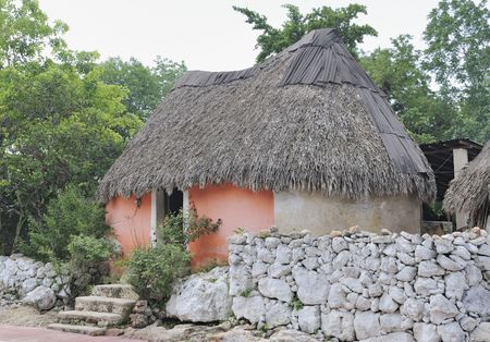 Traditional mexican house in remote yucatanの写真素材