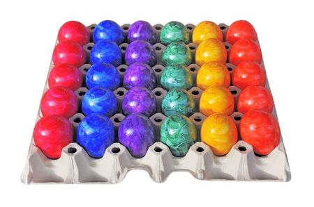 Colored easter eggs (isolated on white)の写真素材