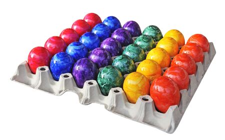 Colored easter eggs (isolated on white)の写真素材