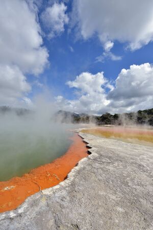 The champagne pool at Wai-o-tapu thermal area in New Zealandの写真素材