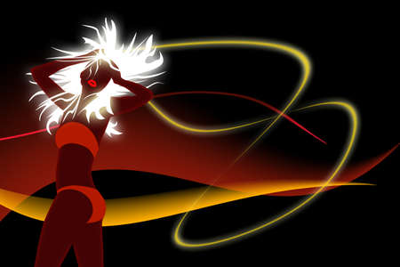 Silhouette of a sexy woman in bikini の写真素材