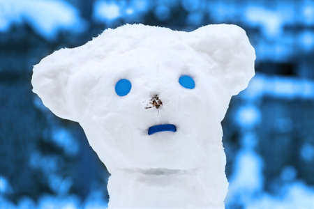 Atypical snow man on a cold winterの写真素材