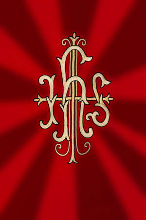JHS traditional Catholic monogram at liturgical dressの写真素材