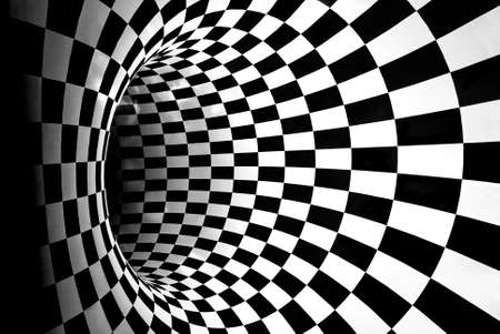 Black and white tunnel with lights glow inside.の写真素材