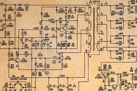 Electronic schematic diagram of retro television.の写真素材