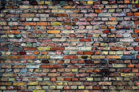 Old devastated cement brick wallの写真素材