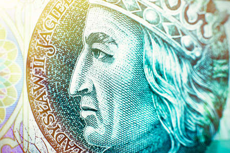 One hundred polish zloty banknote crop - Wladyslaw II Jagiello portait.の写真素材