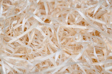 Straw packing material background.Shallow depth of field. Selective focus.の写真素材