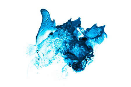 Abstract Blue watercolor ink spot picture 2 isolated on white.