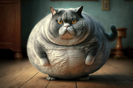Funny Fat Cat Illustration, generative aiの素材