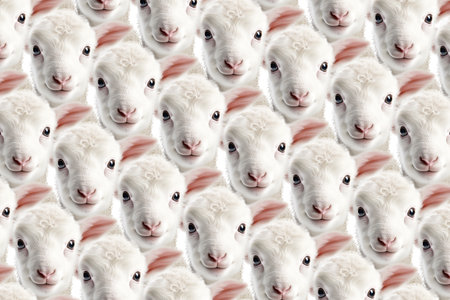 White Lamb Portrait Pattern on Whiteの素材