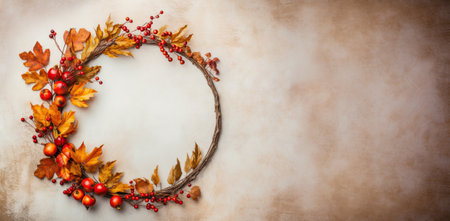 Thanksgiving Fall Leaves Autumn Wreath Top View Frameの素材