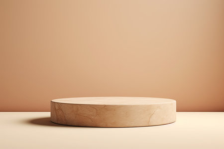 Stone Podium Against Simple Brown Background for Product Presentationの素材