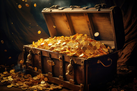 Open Treasure Chest Full of Gold Coinsの素材